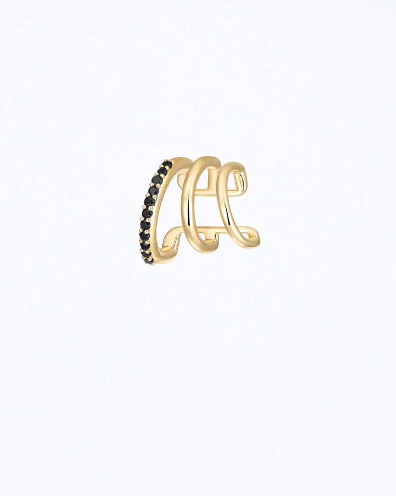 Front of a size O/S Elvis Ear Cuff in Gold/Black in Gold/Black by F+H Studios. | dia_product_style_image_id:330047
